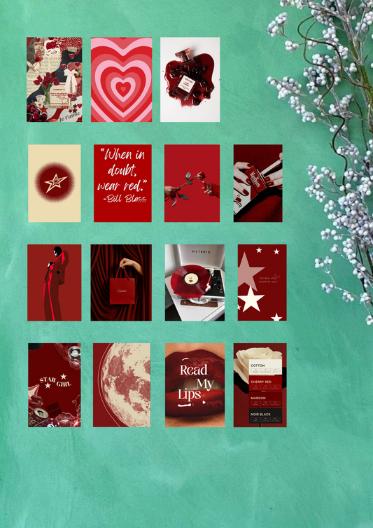 15 shades of red collage (pack of 15)