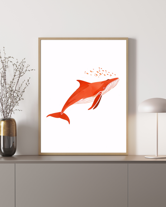 RED WHALE 4K WALL ART  POSTER / FRAME