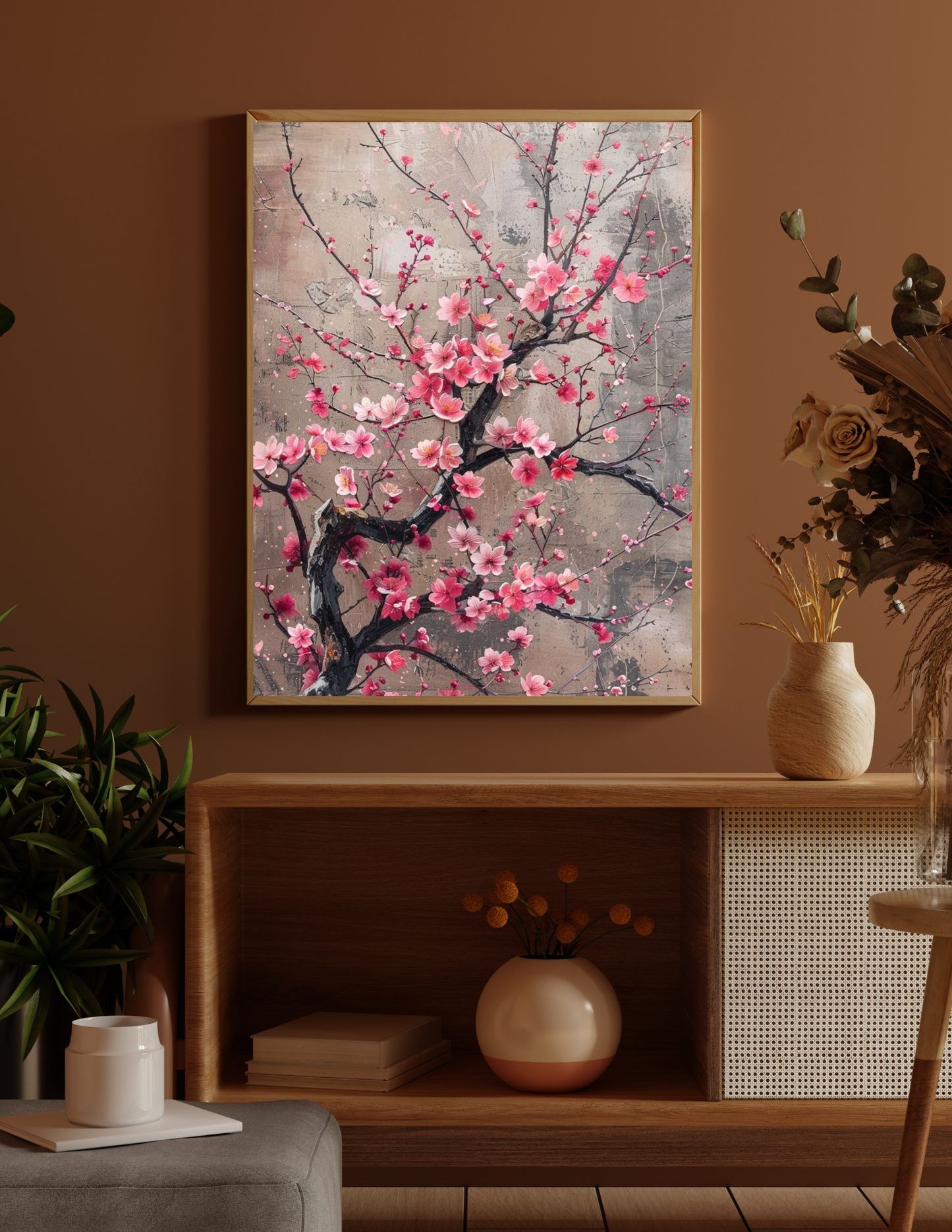 Pink Blossom Tree Flower Floral Canvas Picture Print Framed Wall Art