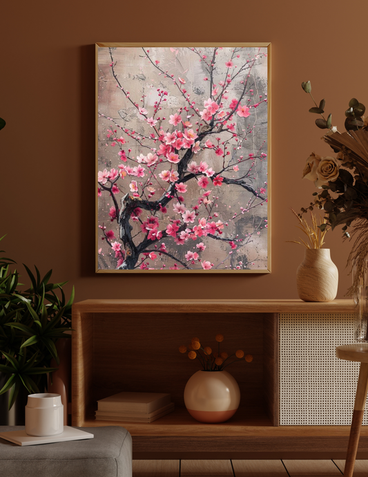 Pink Blossom Tree Flower Floral Canvas Picture Print Framed Wall Art
