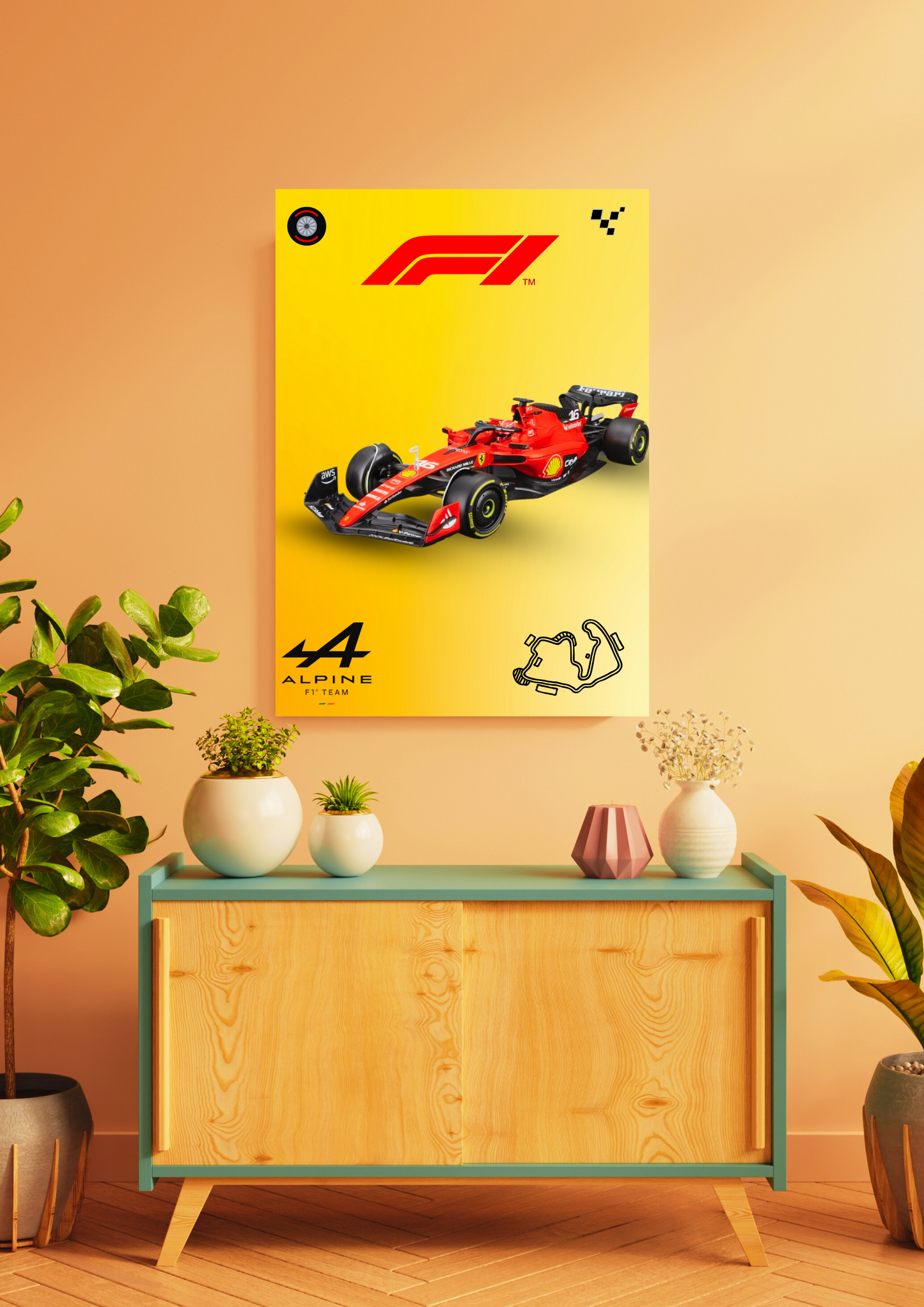 F1 racing car poster