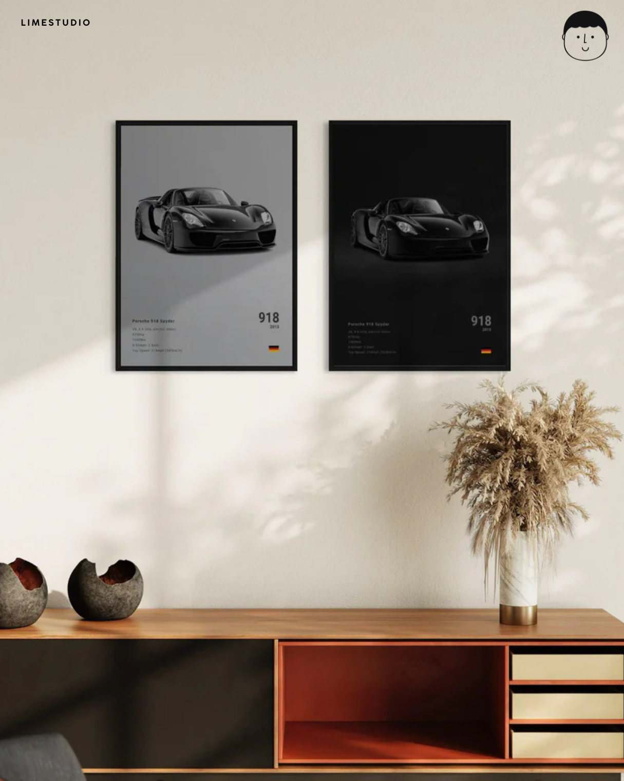 Porche 918 spyder 4k wall poster / frame
